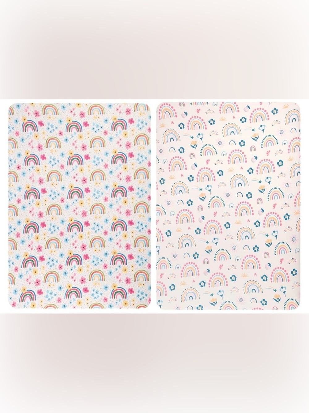 Alva Baby Rainbow Floral Jersey Pack n' Play Play Yard Sheets Set of 2